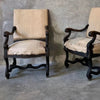 Pair of Large Ebonised French Arm Chairs