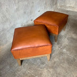 Restored 1930’s French Ottoman in Luggage Leather
