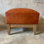 Restored 1930’s French Ottoman in Luggage Leather