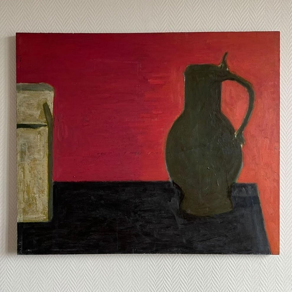 Large Unframed Oil on Canvas - Black Pitcher