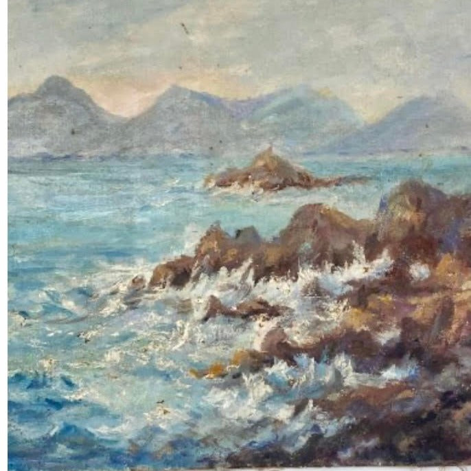 Unframed Oil on Stretched Linen - Sea off Cote D'Azur