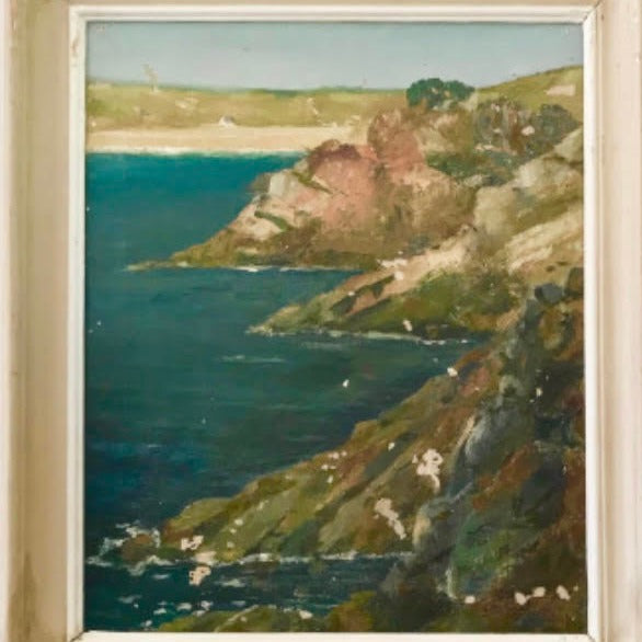 Framed Oil on Canvas - View of the point du Raz on the Baiedes