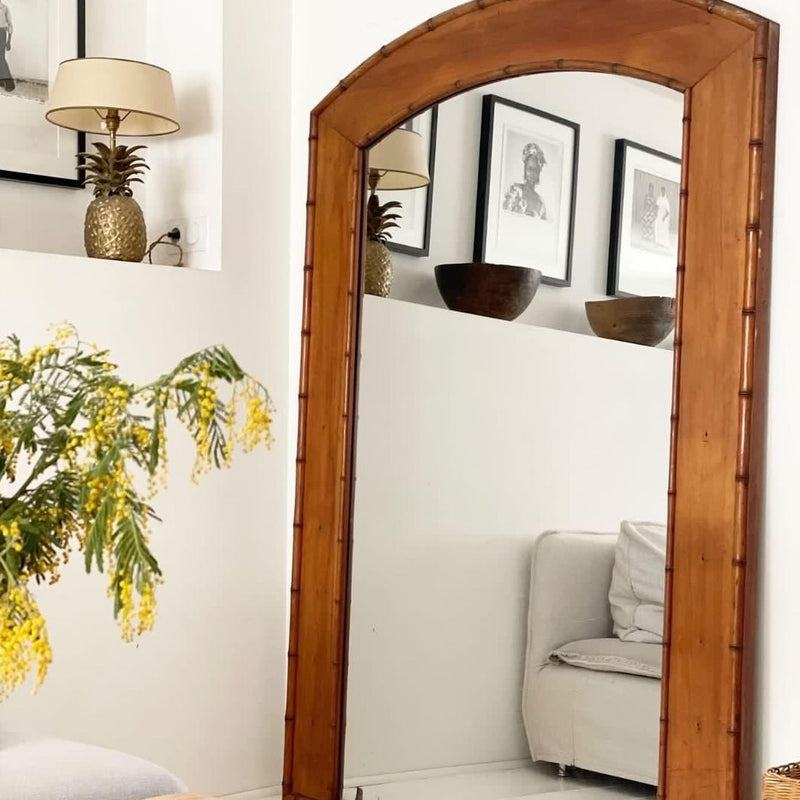 Beech Bamboo Arched Top Mercury Mirror