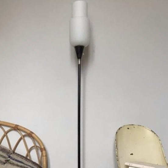 Opaline and Metal Floor Lamp