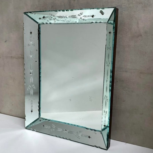 Venetian Style French Mirror with Etching and Beveled Sides