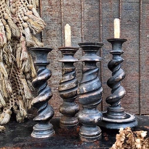 Black Twisted Mahogany Candle Sticks