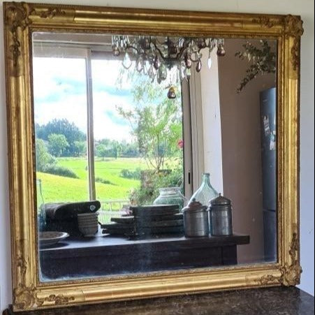 Antique French Gilded Mirror with Mercury Glass