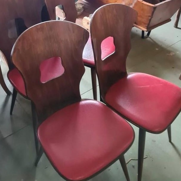 4 Baumann Chairs - Cherry Red Faux Leather