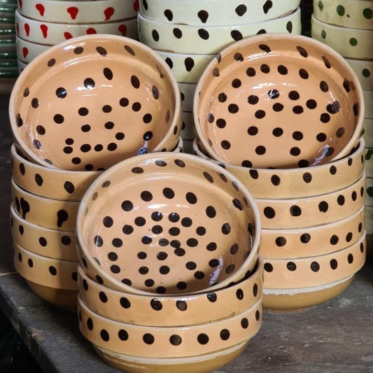 Terra-cotta and Brown Polka Dot Bowls