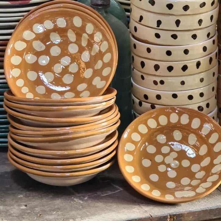 Terra-cotta and Cream Polka Dot Deep Plates