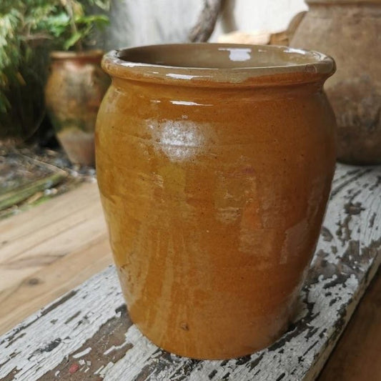 Simple French Confit Jar with Umber Glaze