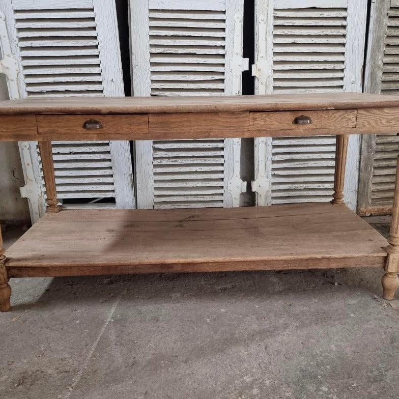 Oak Drapers Table with 2 Drawers