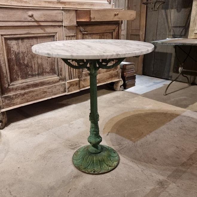 Marble Top Bistro Table with Green Base