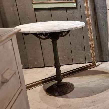 White Marble Top Table with Black Base (Original Top)