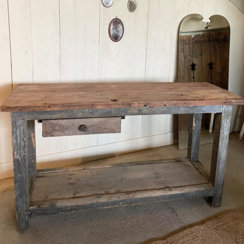 Wood Work Table with Drawer