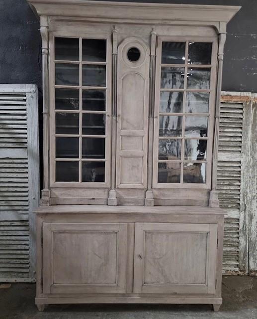 Large Walnut Bibliotheque -Dark Grey Inside