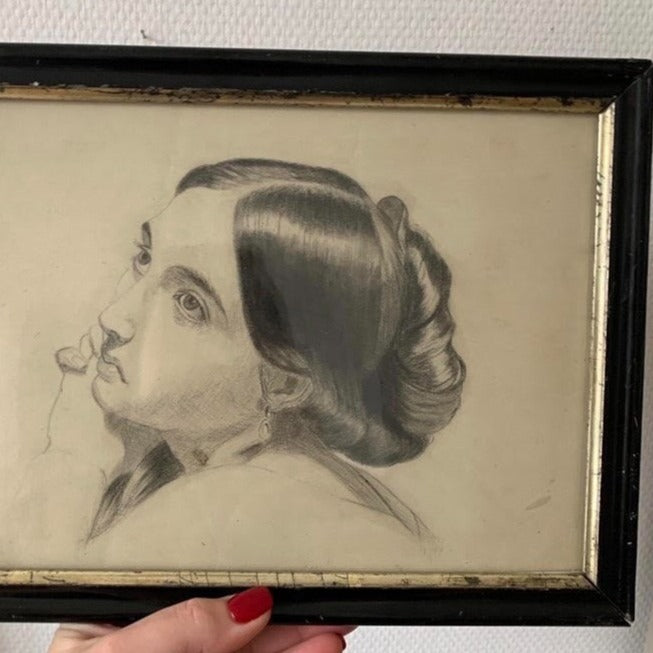 Framed Drawing - Portrait of a Woman