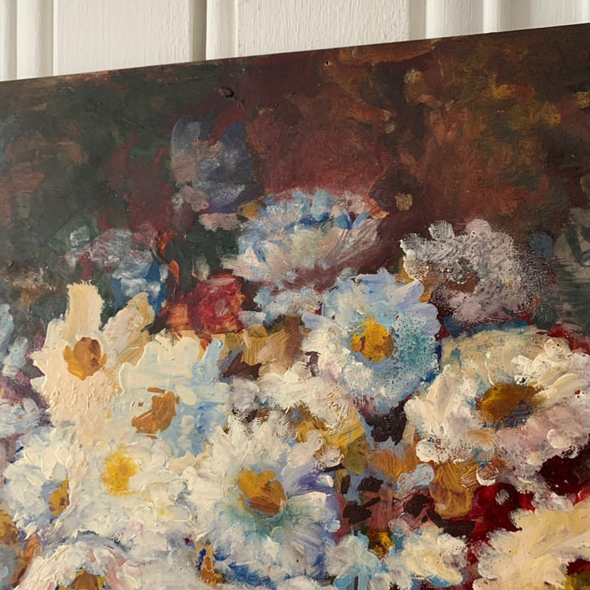 Oil on Board -"Flowers"