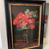 Framed Oil on Board - Red Geraniums