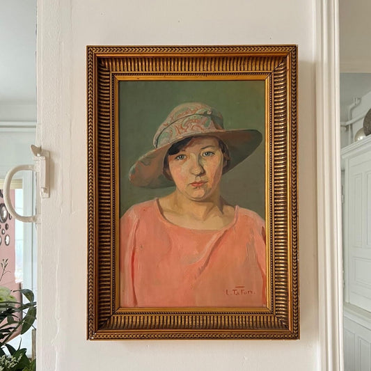 Framed Oil on Canvas of a Women in Hat by TaTun