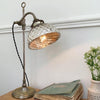 Adjustable Nickel Table Lamp with Eglomise Shade