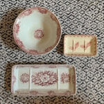 Set of 3 Porcelain Bathroom Set with Pattern