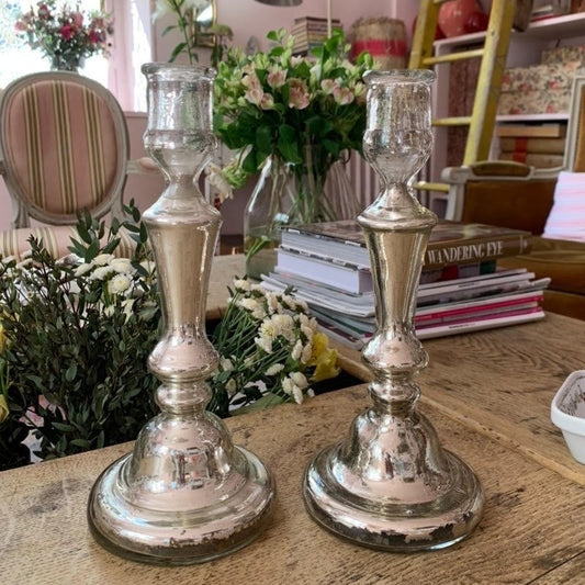 Pair of Eglomise Candlesticks