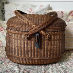Wicker Basket with Handles and Lid