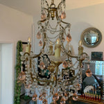 Crystal Chandelier with Clear and Peach Crystals