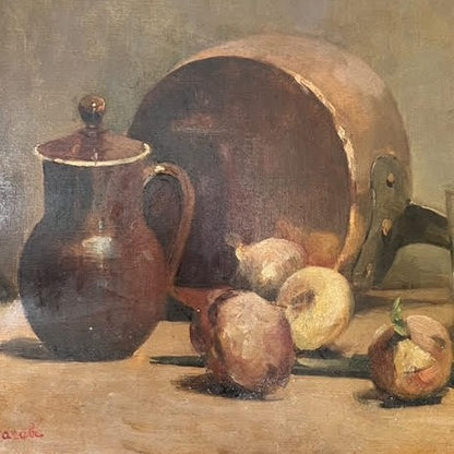 Unframed Oil on Canvas - Copper Pot with Vegetables