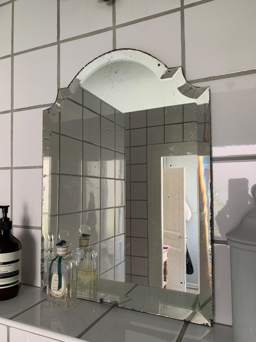 Beveled Frameless Mirror with Arch