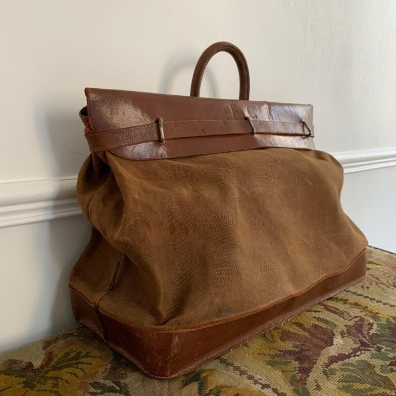 Large Leather and Canvas Bag