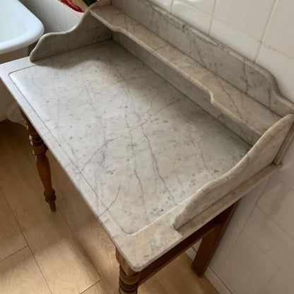 Marble Bathroom Table with Shelf and Gallery