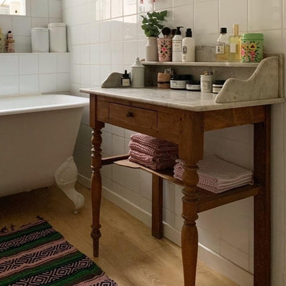 Marble Bathroom Table with Shelf and Gallery