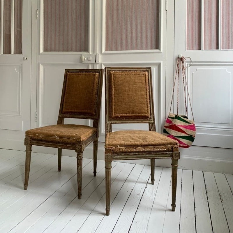 Pair of Louis XVI Side Chairs-Original Patina