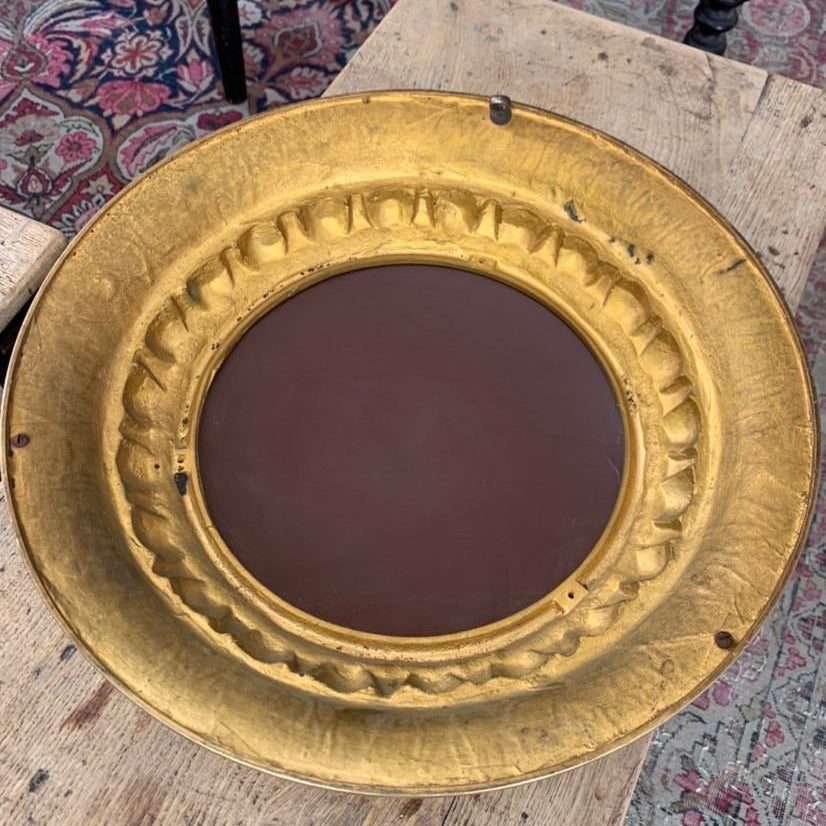 Round Bronze Mirror with Convex Glass