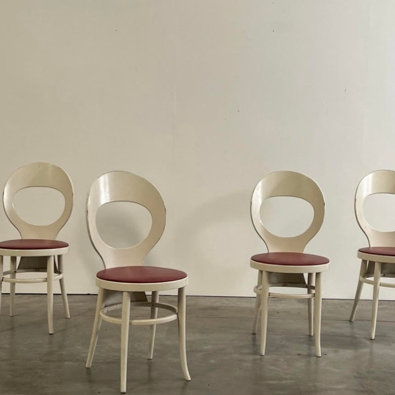 Bauman Chairs (Cream Colored/Red Seat)