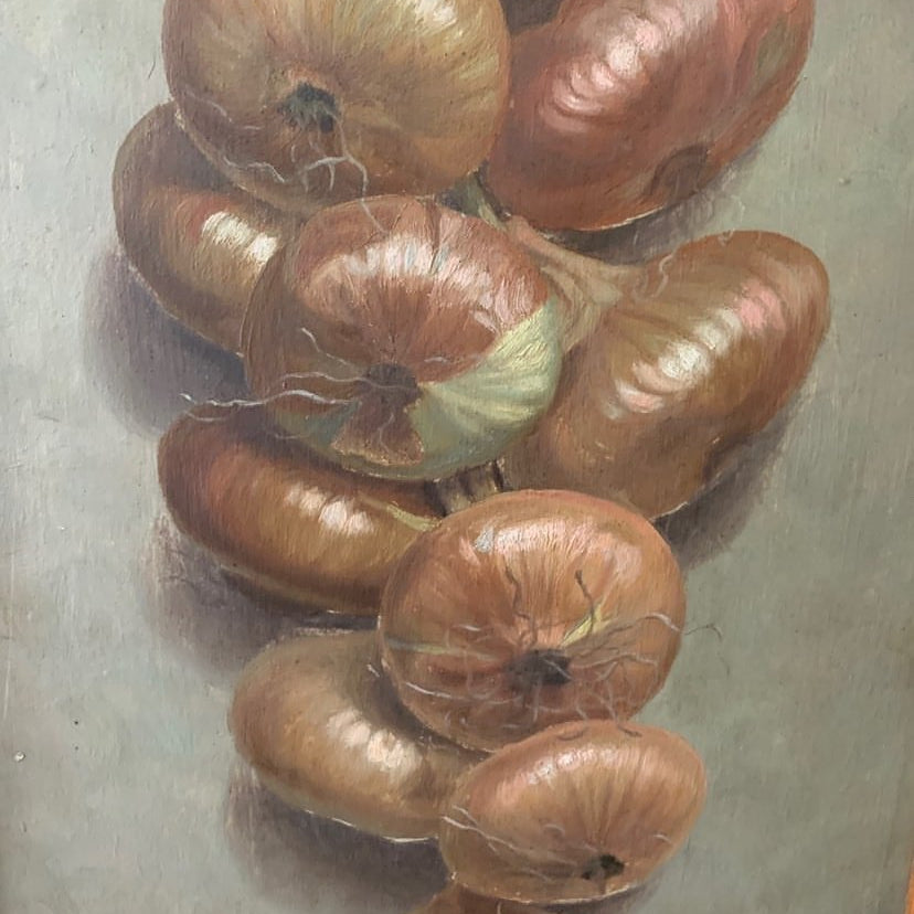 Framed Oil on Board - Onions