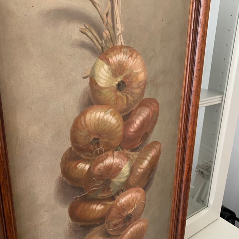 Framed Oil on Board - Onions