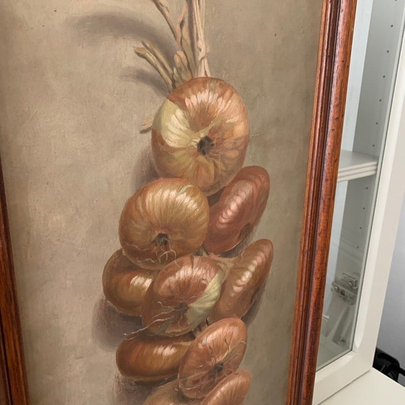 Framed Oil on Board - Onions