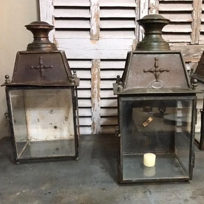 Tole Lanterns with Cross at Top