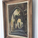 Framed Oil on Canvas - Arched Path, Signed