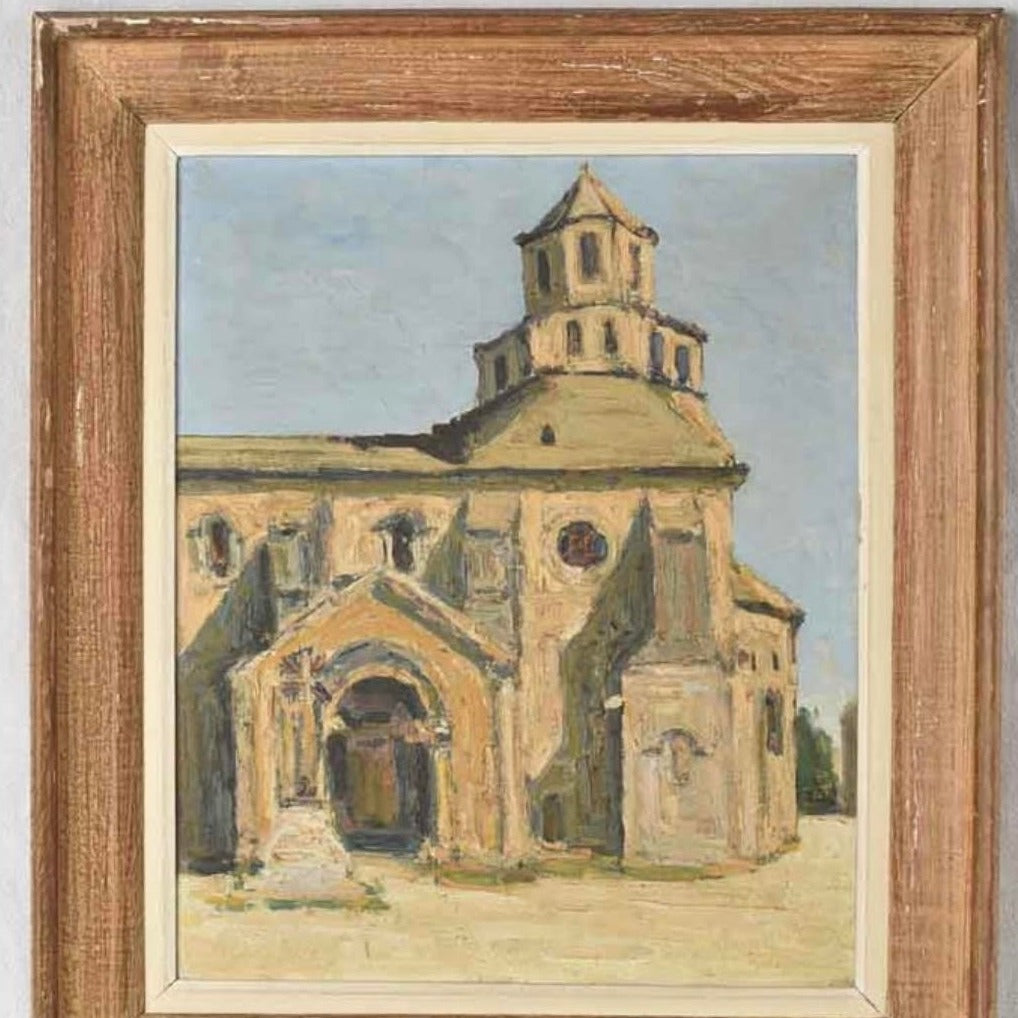 Framed Oil on Canvas - Notre Dame Du Lac Church in Le Thor Provence