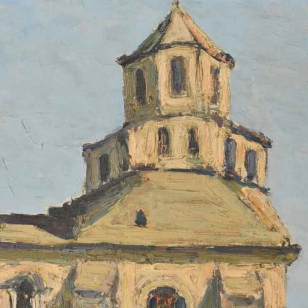 Framed Oil on Canvas - Notre Dame Du Lac Church in Le Thor Provence