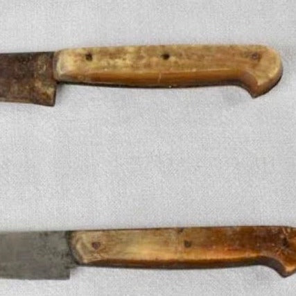 Pair of Horn Handed Carving Knives with Steel Blade