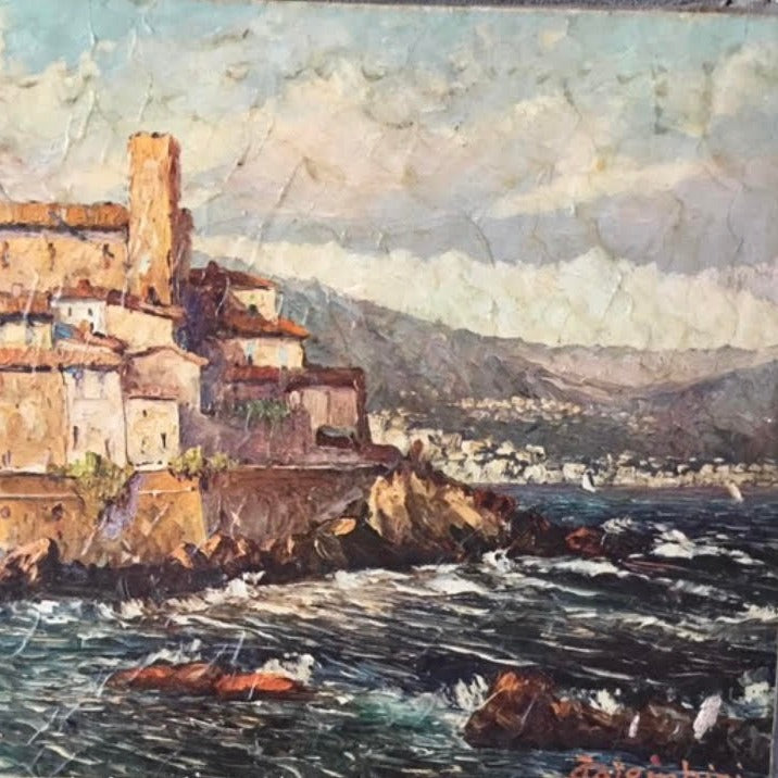 Small Unframed Oil on Board - Antibes