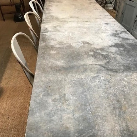 11’ Original Zinc Top Table with Straight Pine Legs