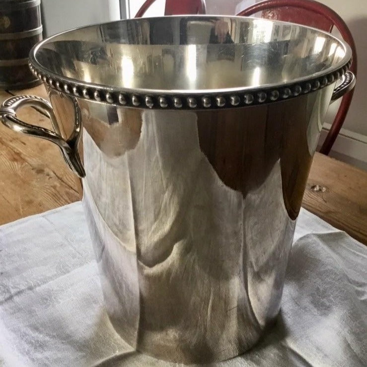 Silver Ice Bucket with Beading Detail