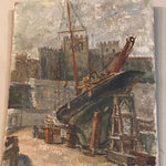 Small Oil on Canvas of a Shipyard