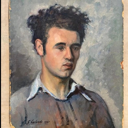 Framed Oil on Canvas - Portrait of a Boy by Laborde